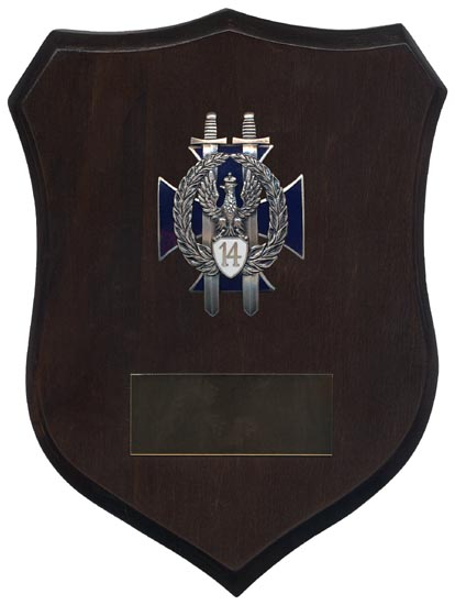 Plakieta pamiątkowa z odznaką 14 Pułku Ochrony